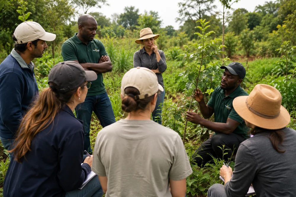 A course group in the rows at Limuru
